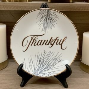 World Market THANKFUL Decorative Ivory Ceramic Plate NWT